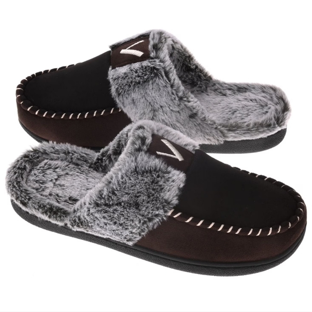 Vonmay Fuzzy Memory Foam Slip On Indoor Ourdoor Slippers Sz Lg